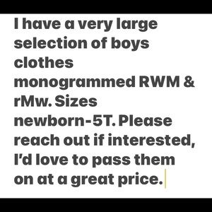 Monogrammed Boys clothes RWM and rMw size newborn to 5T.